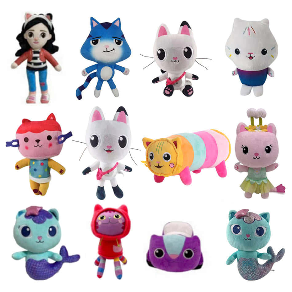 Gabby's Dollhouse, character plushies, cat characters, SD Desktop Wallpaper