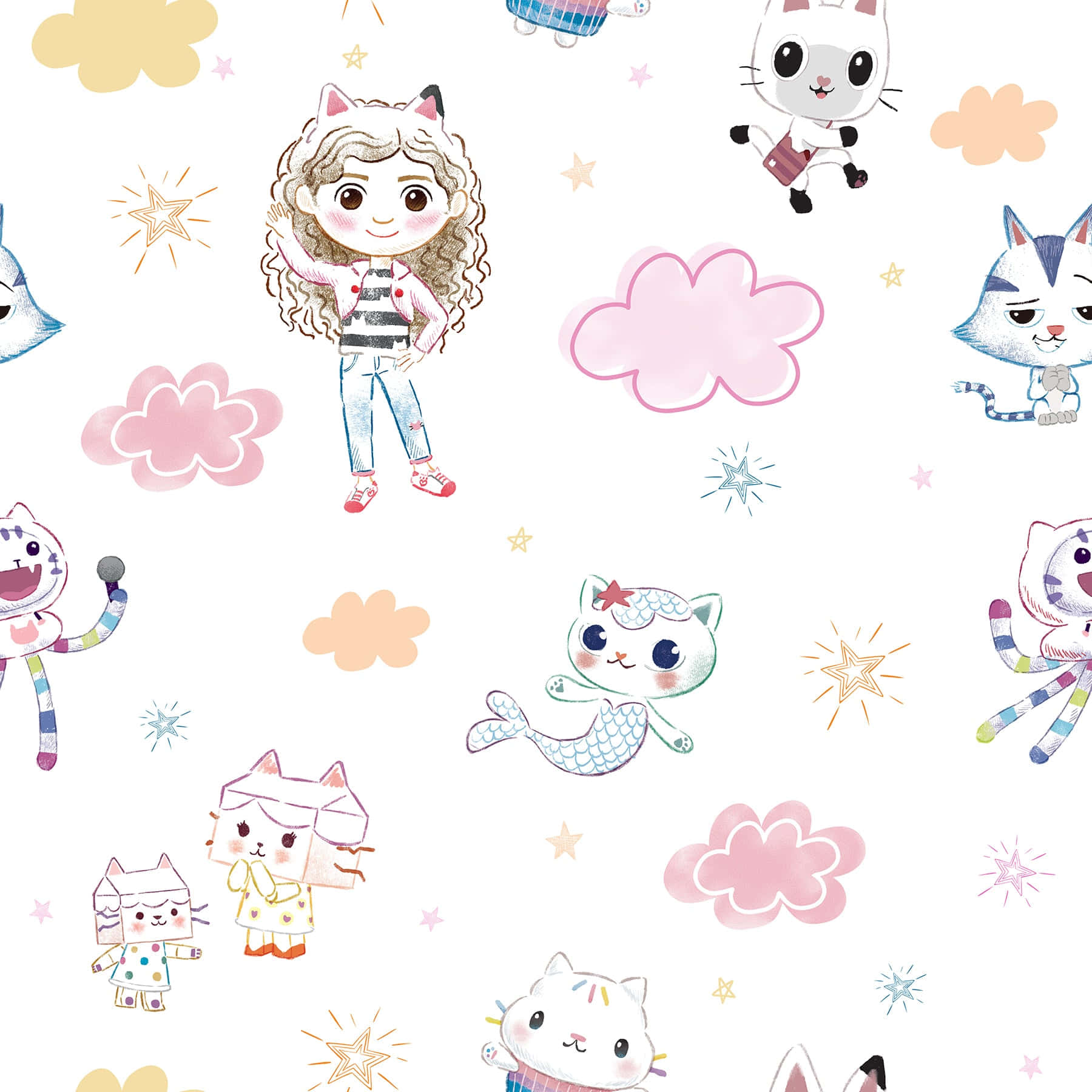 Gabby Dollhouse, cartoon cats, girl, HD Desktop Wallpaper