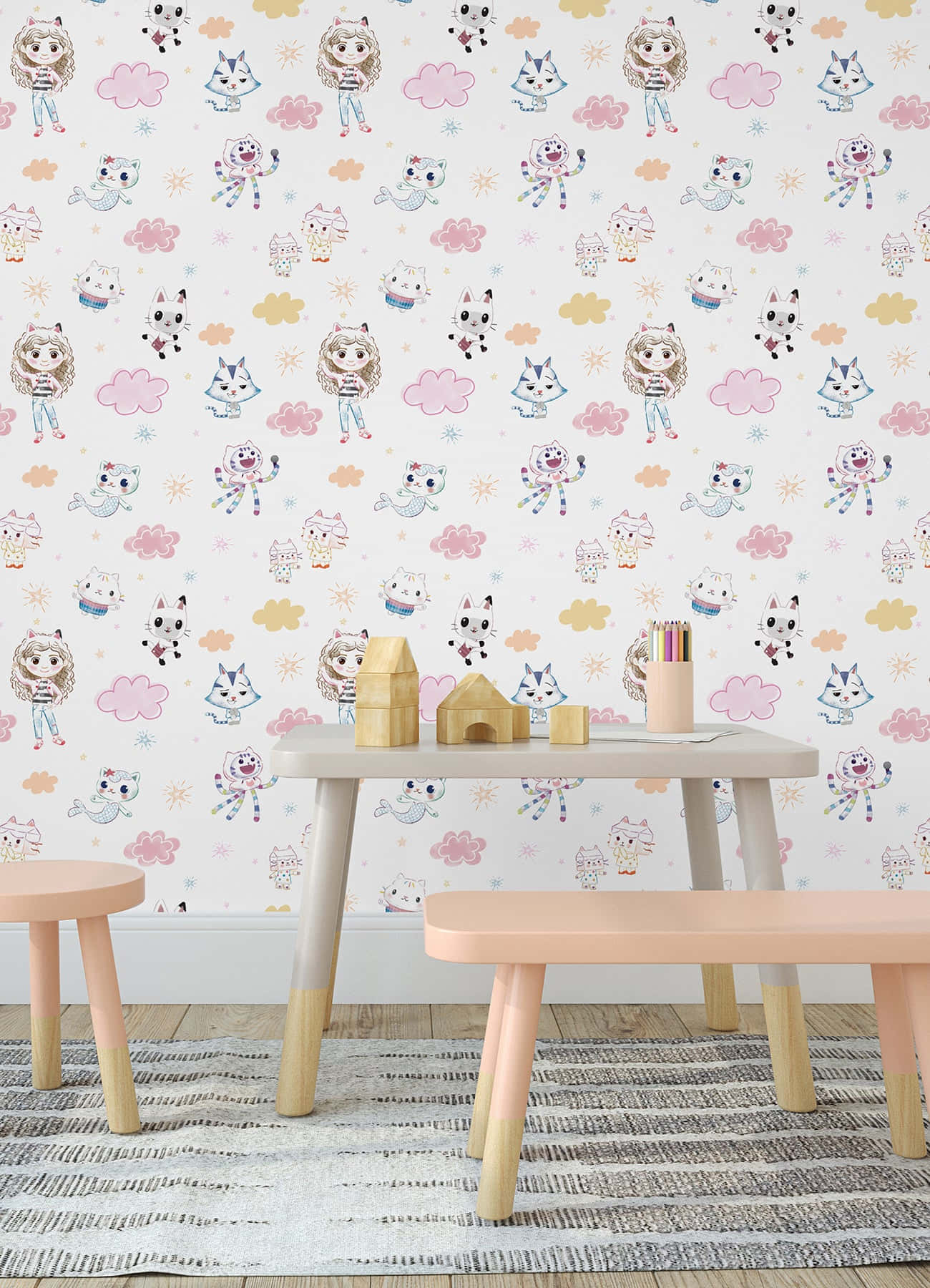 Gabby Dollhouse, pastel pink, pastel yellow, HD Phone Wallpaper