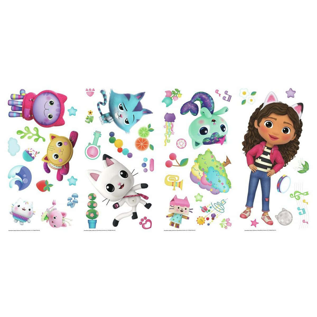 Gabby Dollhouse, cartoon cat characters, musical instruments, SD Desktop Wallpaper