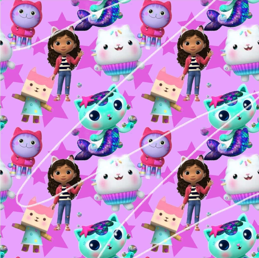 Gabby Dollhouse, girl, white cat, SD Desktop Wallpaper