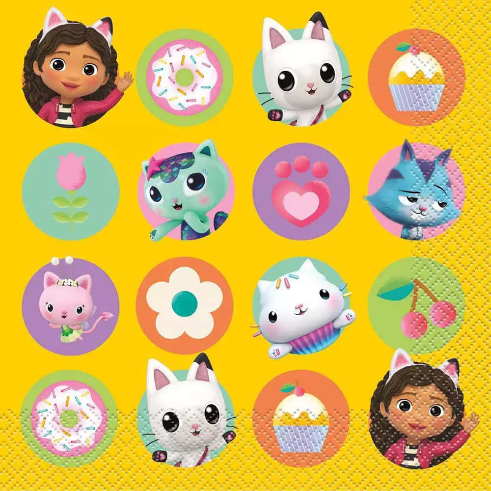 Gabby Dollhouse, cartoon cats, cupcakes, SD Desktop Wallpaper