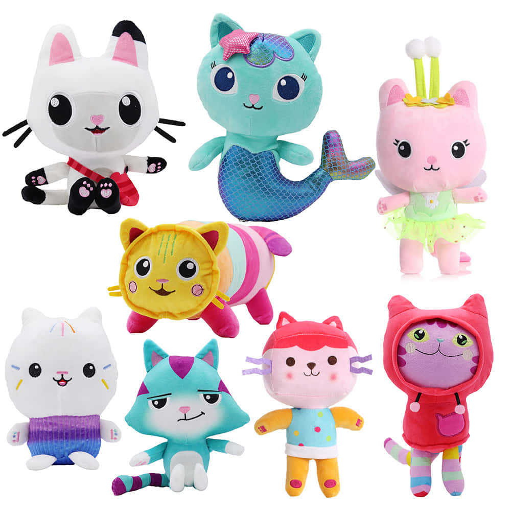 Gabby Dollhouse, plush characters collection, colorful plush cat toys, SD Desktop Wallpaper
