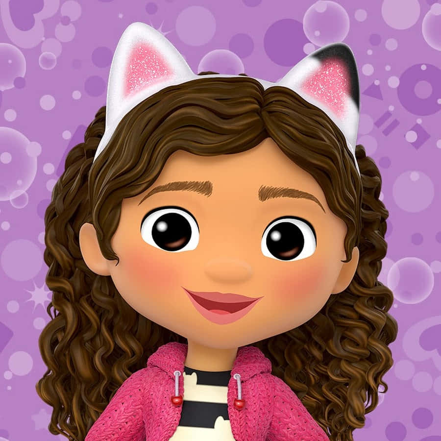 Gabby Dollhouse, curly brown hair, cat ears, SD Desktop Wallpaper