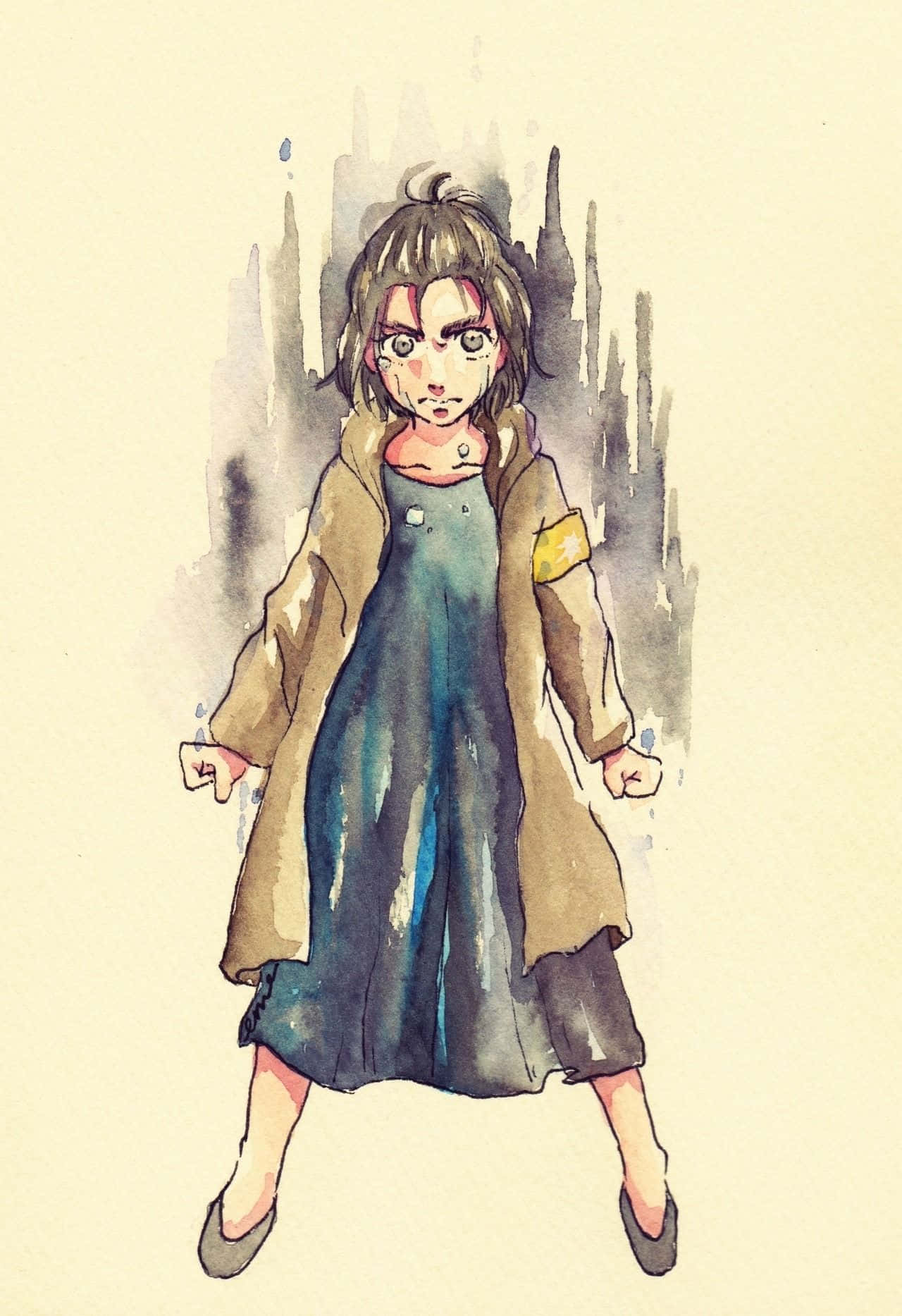 Gabi Braun, blue dress, brown coat, HD Phone Wallpaper