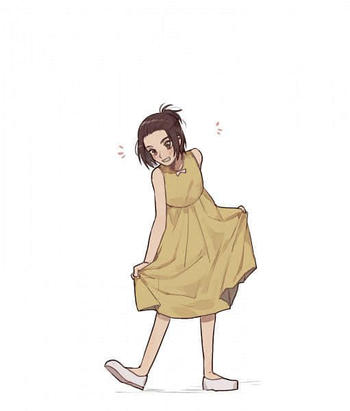 Gabi Braun, yellow dress, playful smirk, SD Phone Wallpaper