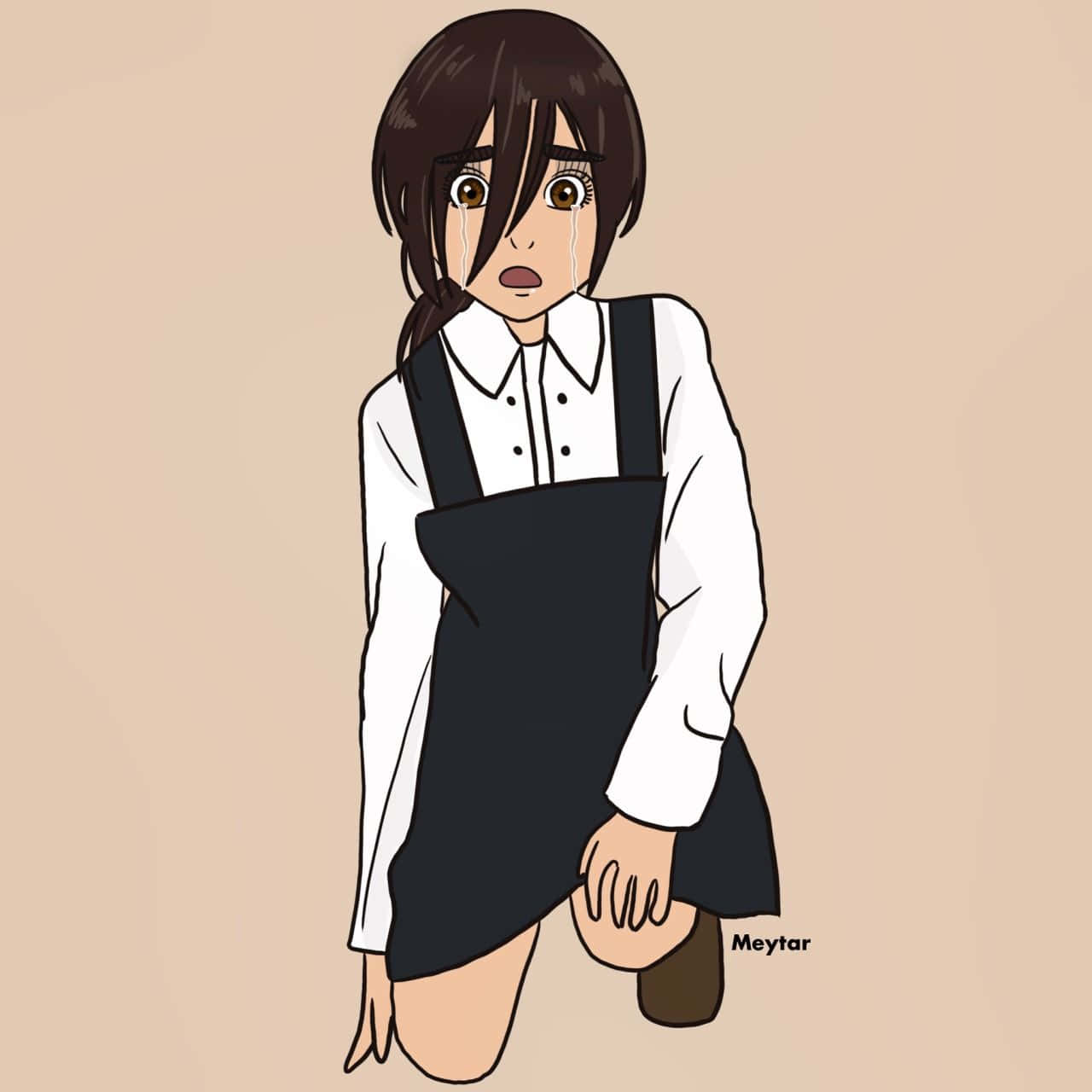 Gabi Braun, white shirt, black pinafore, HD Desktop Wallpaper