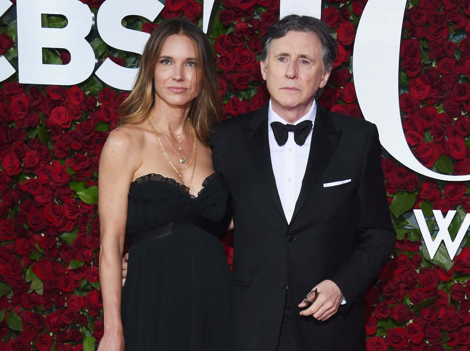 Gabriel Byrne, red roses, white lettering, HD Desktop Wallpaper