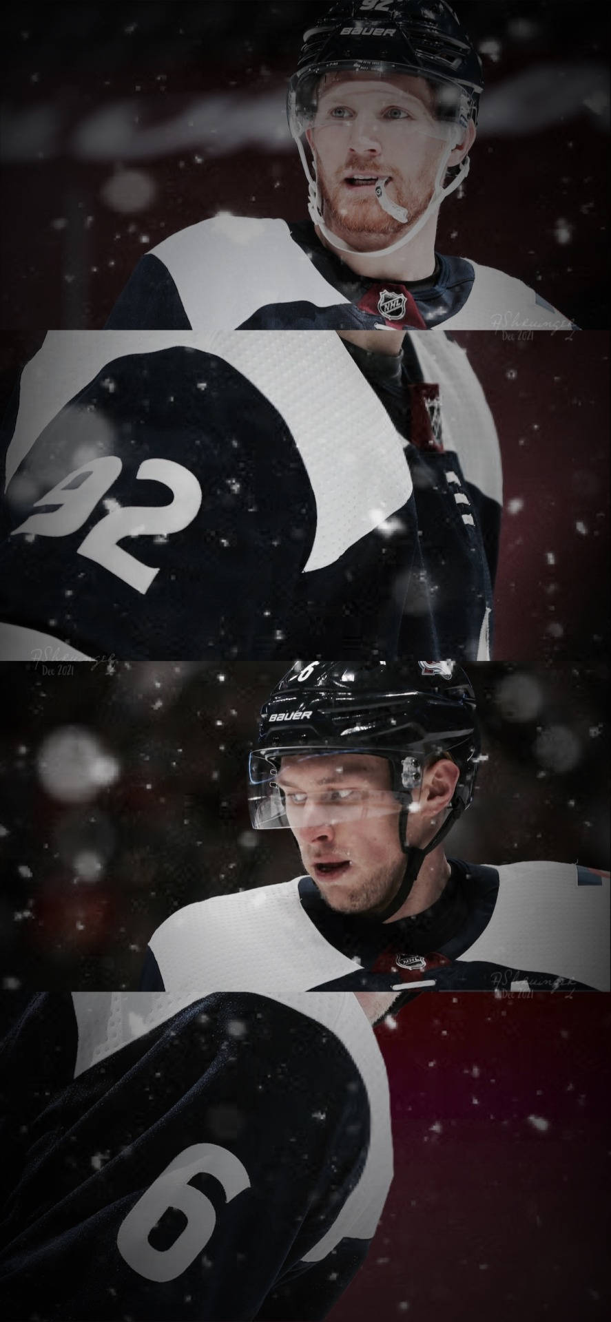 Gabriel Landeskog, number 92, black and white uniform, Full HD Phone Wallpaper