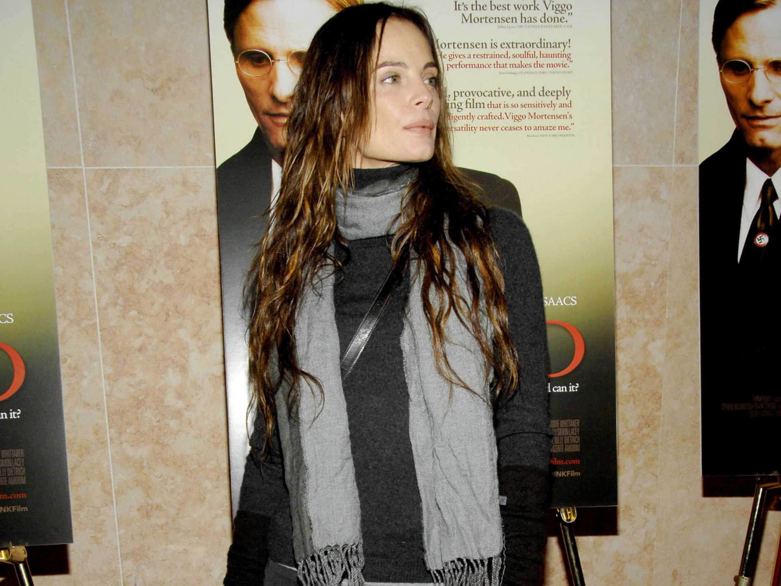 Gabrielle Anwar, gray scarf, movie posters, 2K Desktop Wallpaper