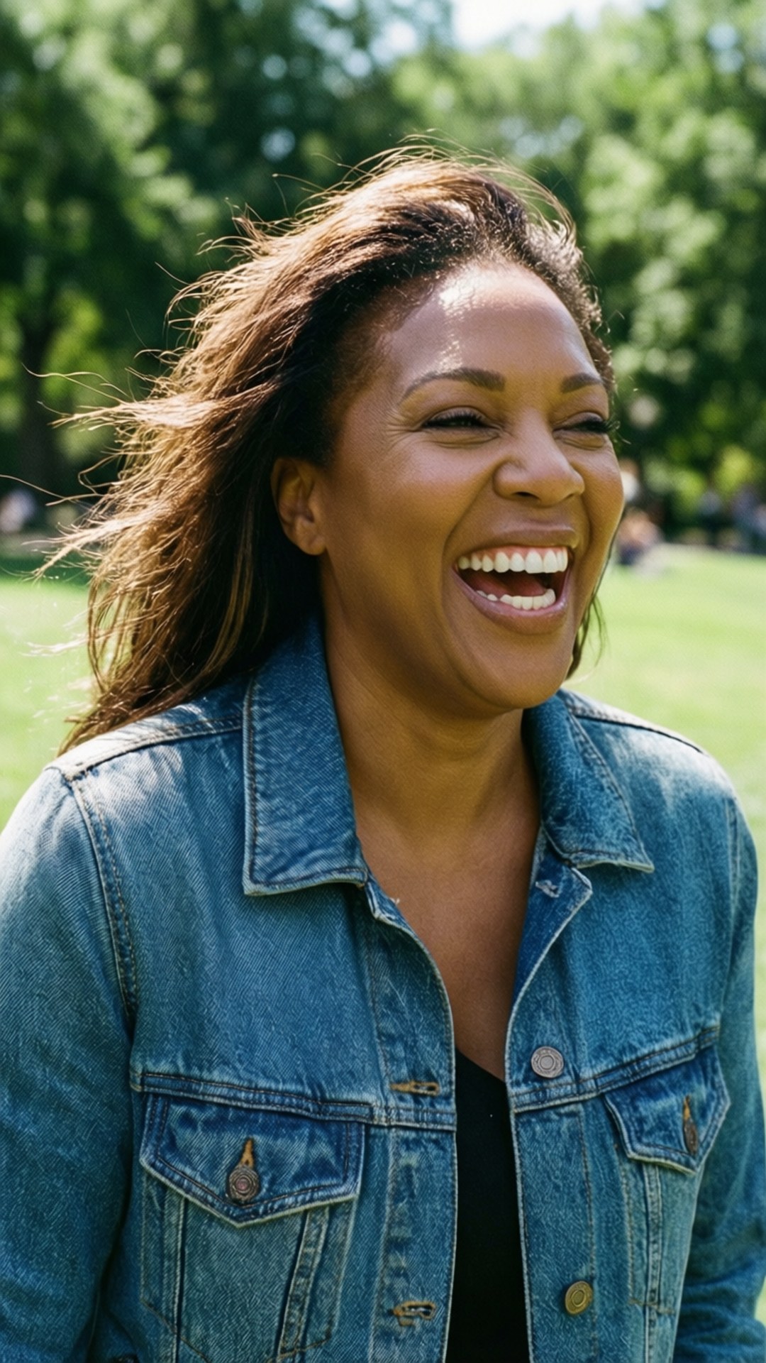 Gabrielle Union, sunny park, genuine laugh, Full HD Phone Wallpaper