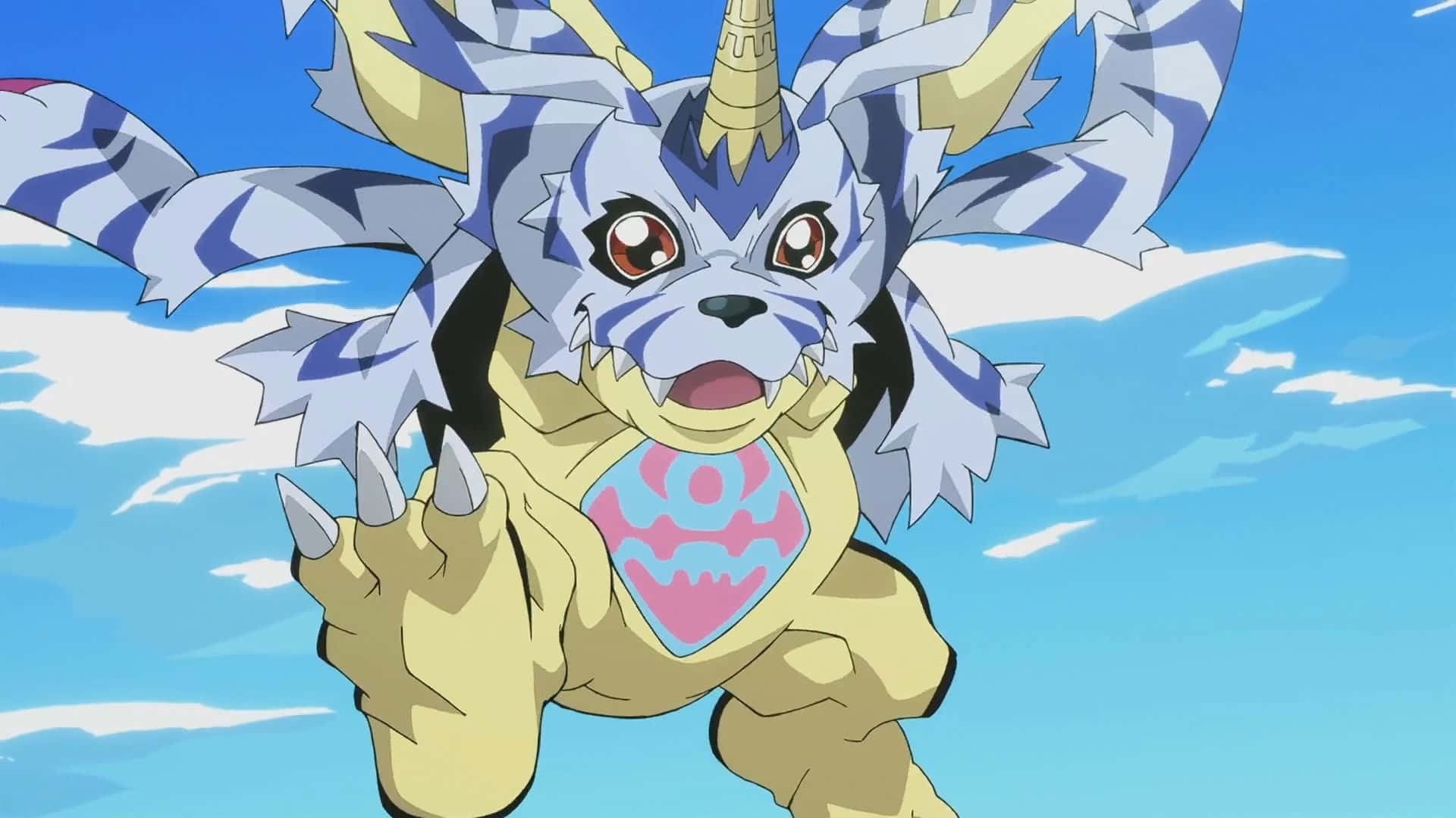 Gabumon, blue and yellow anime digimon, sharp claws, Full HD Desktop Wallpaper