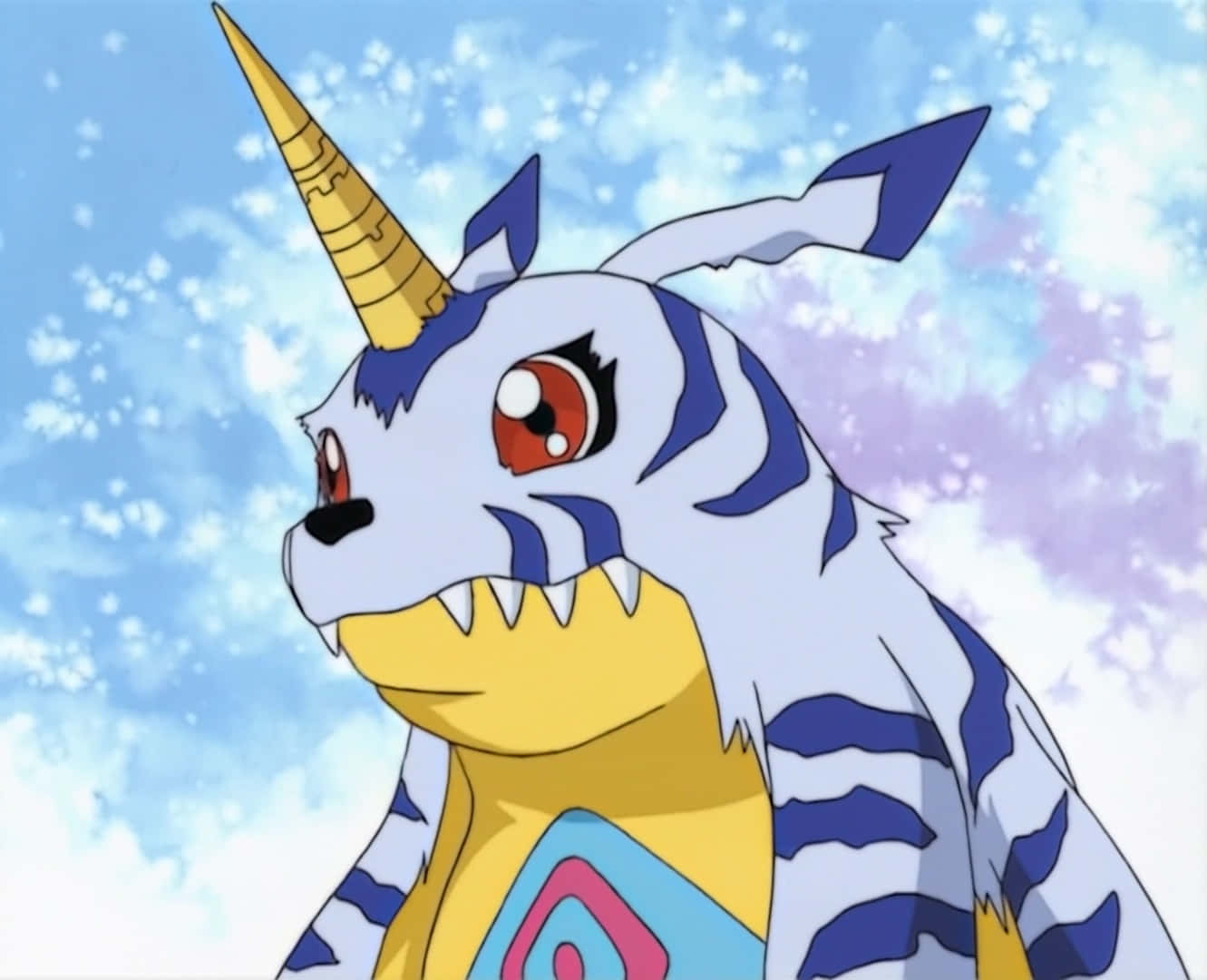 Gabumon, digital monster, white and blue striped, HD Desktop Wallpaper