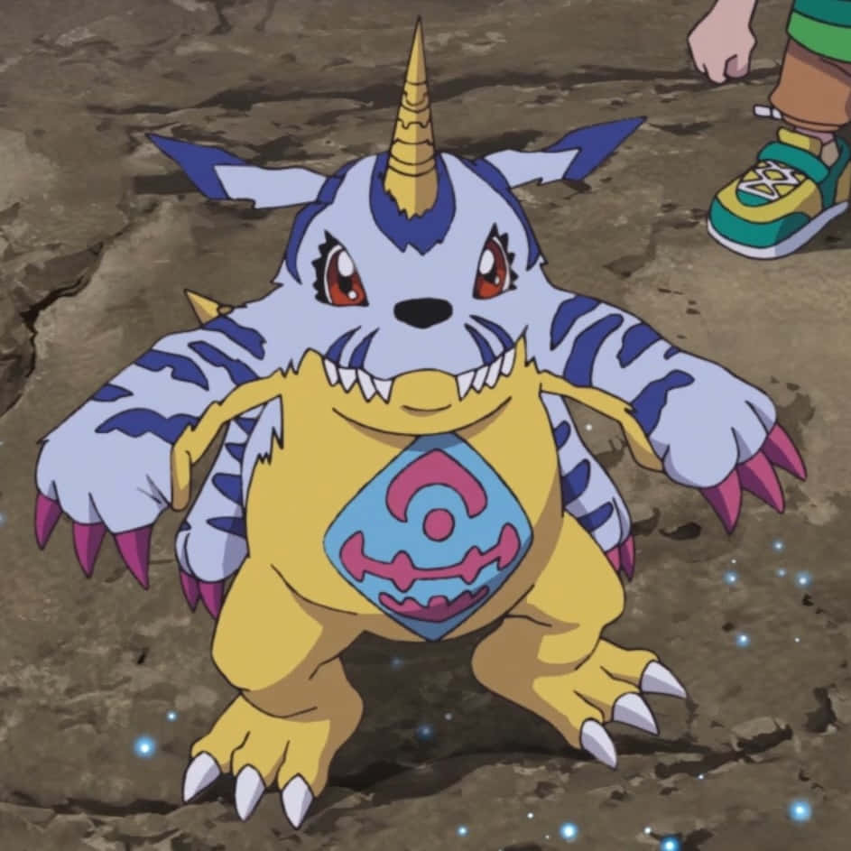 Gabumon, blue stripes, white fur, SD Desktop Wallpaper