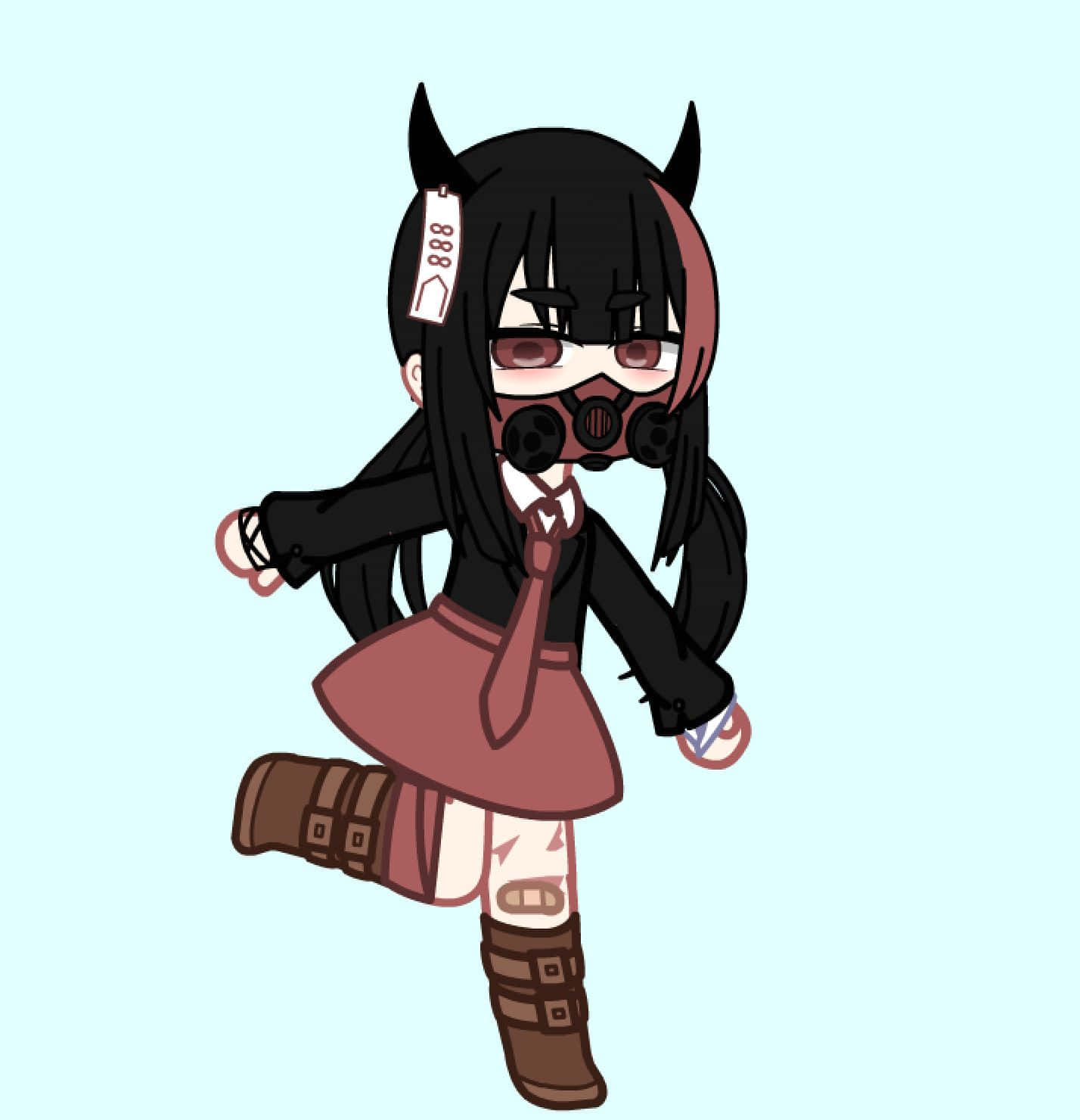 Gacha Baddie, chibi anime girl, black horns, HD Phone Wallpaper
