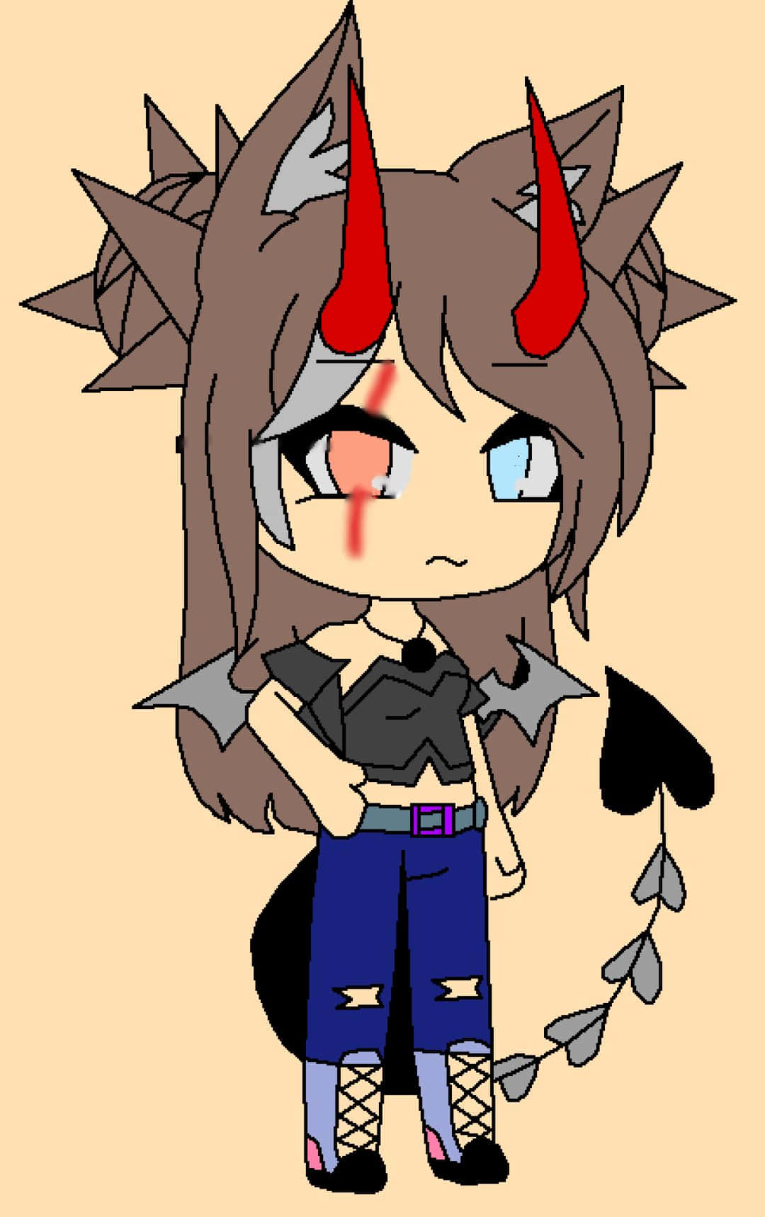 Gacha Baddie, chibi anime girl, brown hair, HD Phone Wallpaper