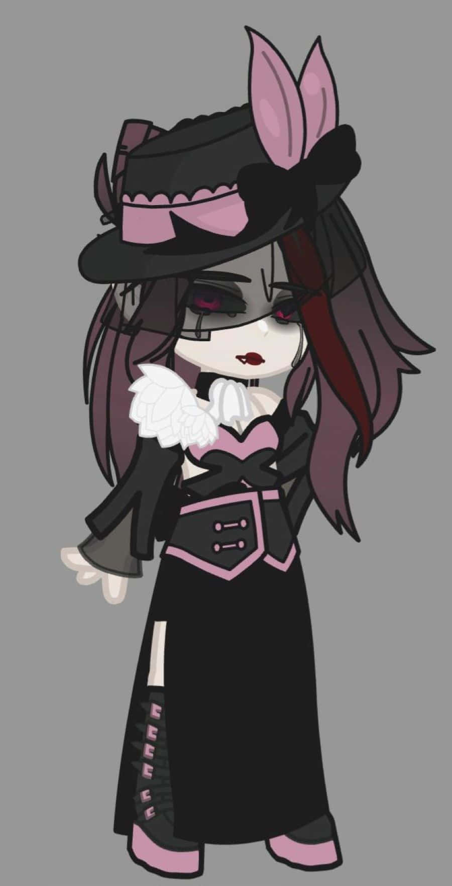 Gacha Baddie, chibi anime girl, pink bunny ears, HD Phone Wallpaper