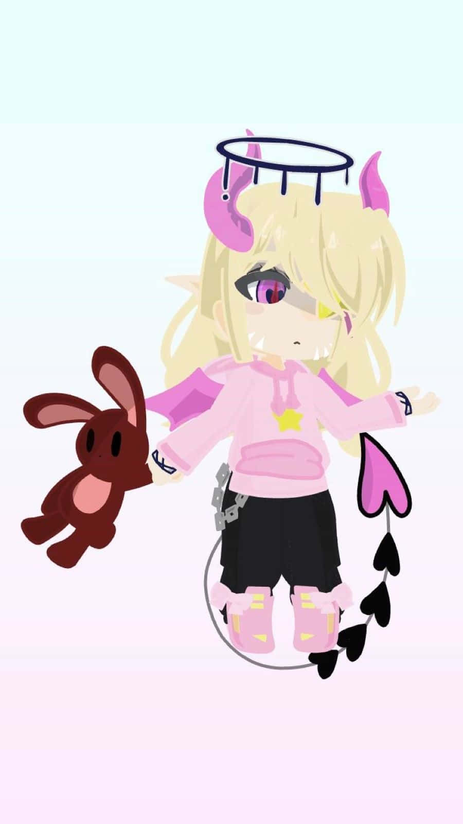 Gacha Baddie, angel devil hybrid character, chibi anime girl, HD Phone Wallpaper