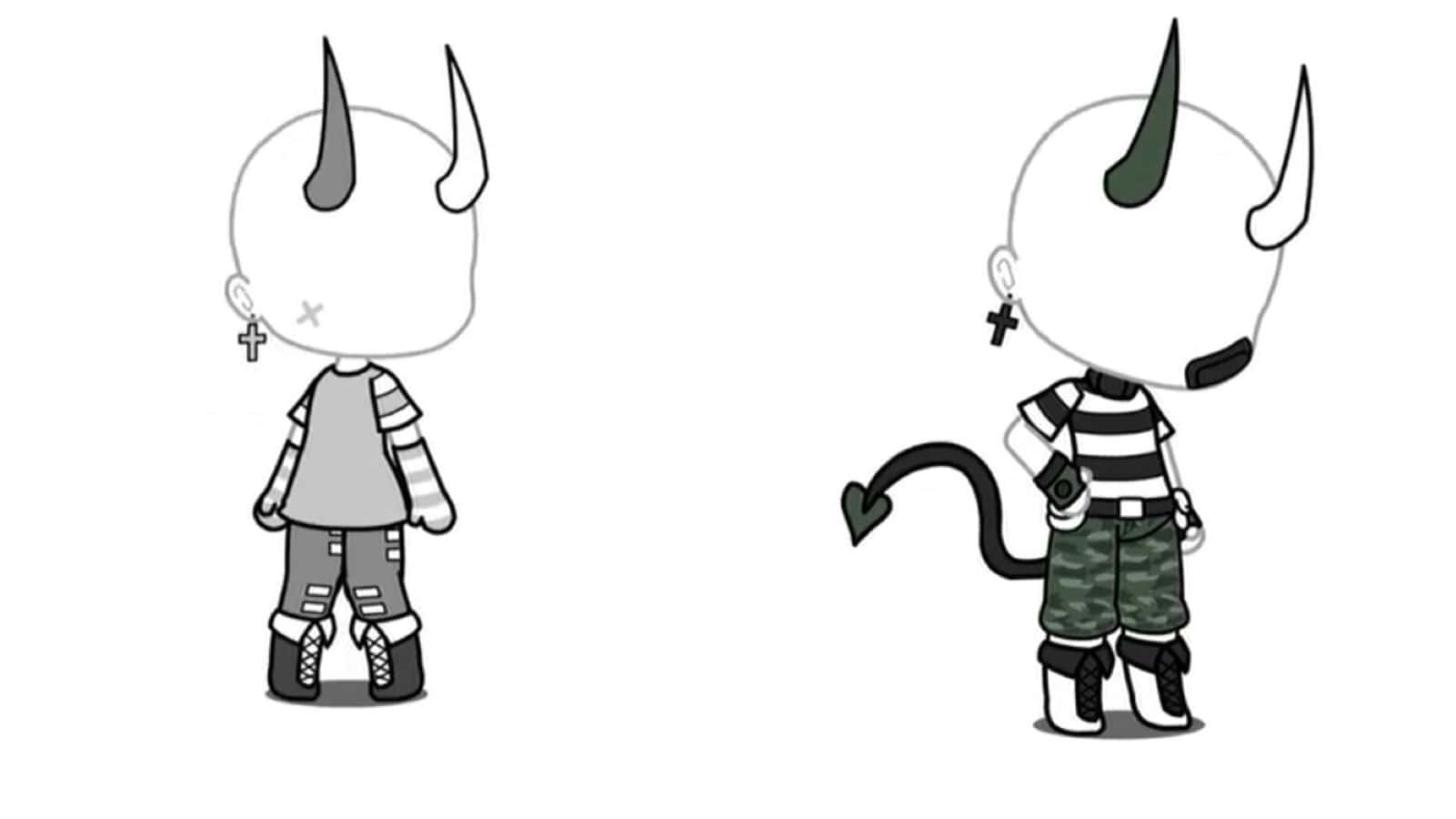 Gacha Baddie, chibi-style devil characters, horns, HD Desktop Wallpaper