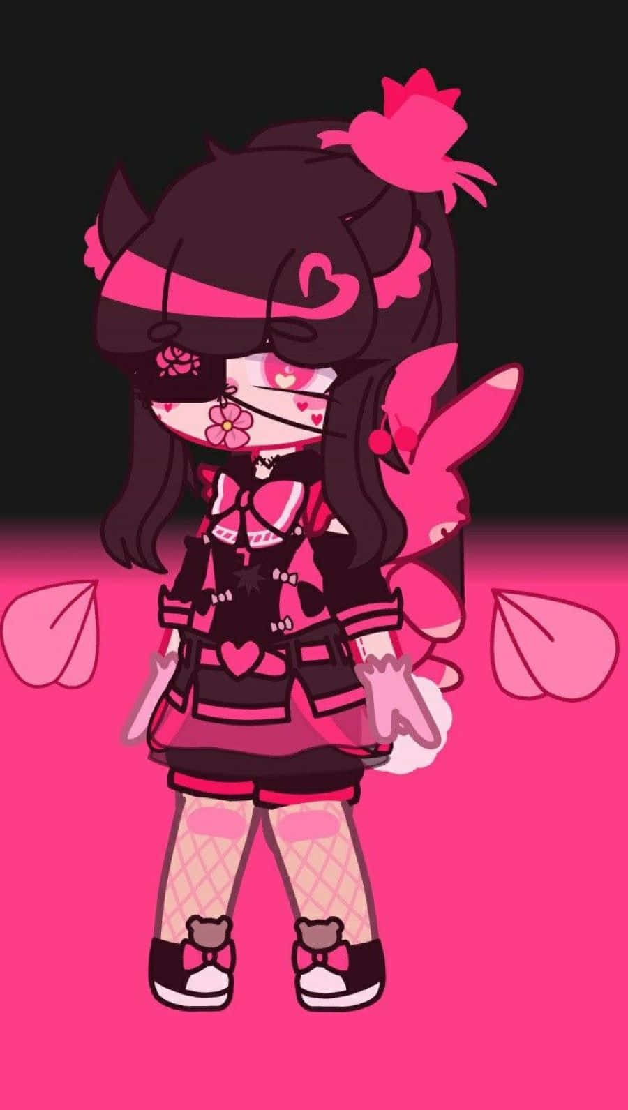 Gacha Baddie, chibi anime girl, dark hair, HD Phone Wallpaper