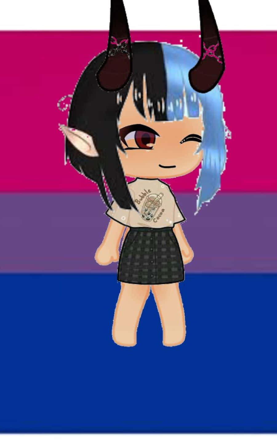 Gacha Baddie, chibi anime girl, black and blue hair, HD Phone Wallpaper