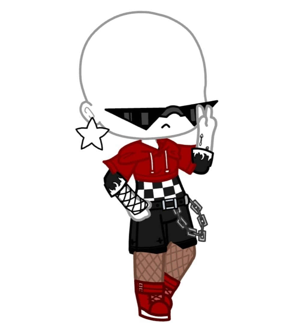 Gacha Baddie, chibi anime character, bald head, SD Phone Wallpaper