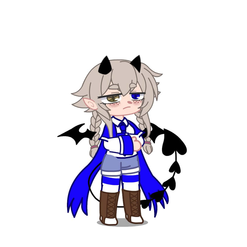 Gacha Baddie, demon character, chibi anime character, SD Desktop Wallpaper