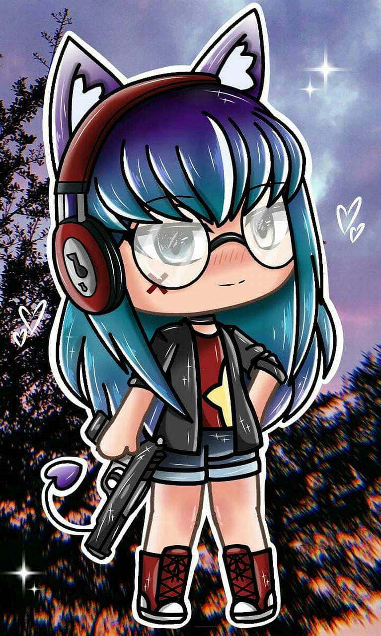 Gacha Club Girl, chibi anime girl, blue hair, HD Phone Wallpaper