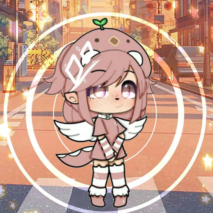 Gacha Club Girl, pink hair, angel wings, SD Desktop Wallpaper