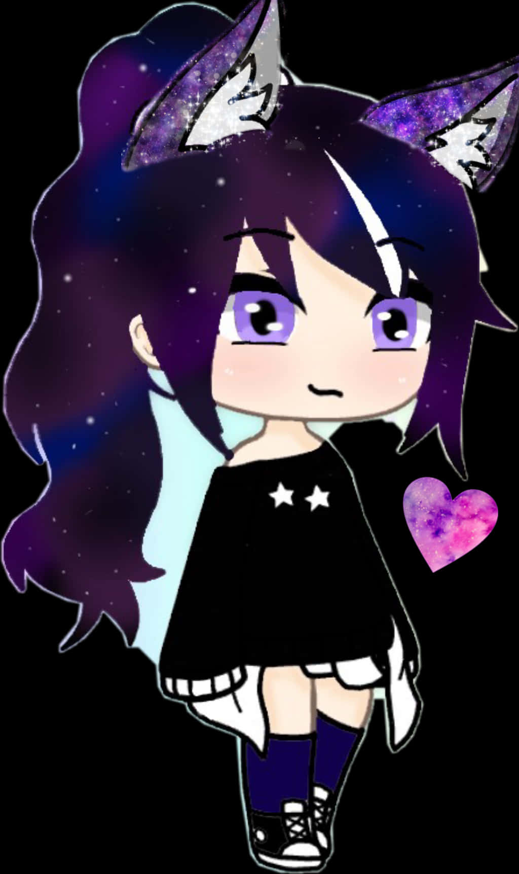 Gacha Club Girl, purple hair, galaxy-themed, HD Phone Wallpaper