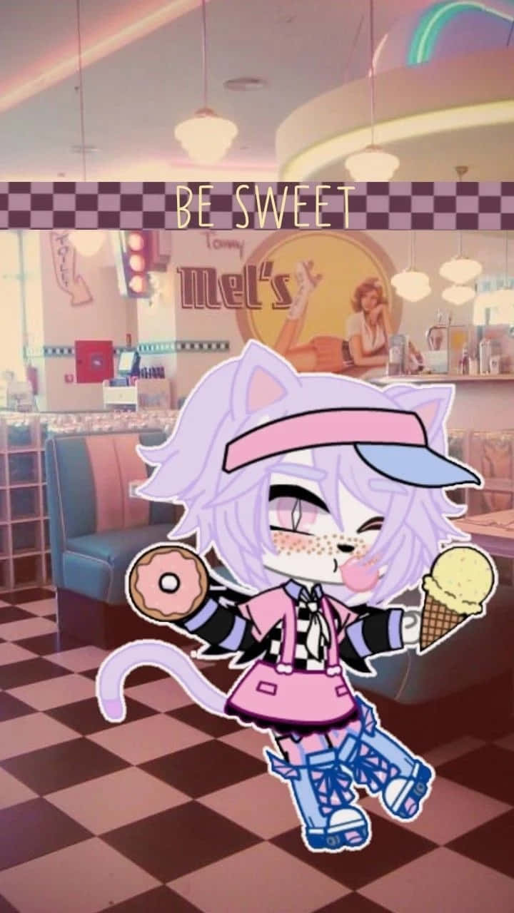 Gacha Club Girl, chibi anime cat girl, purple hair, HD Phone Wallpaper