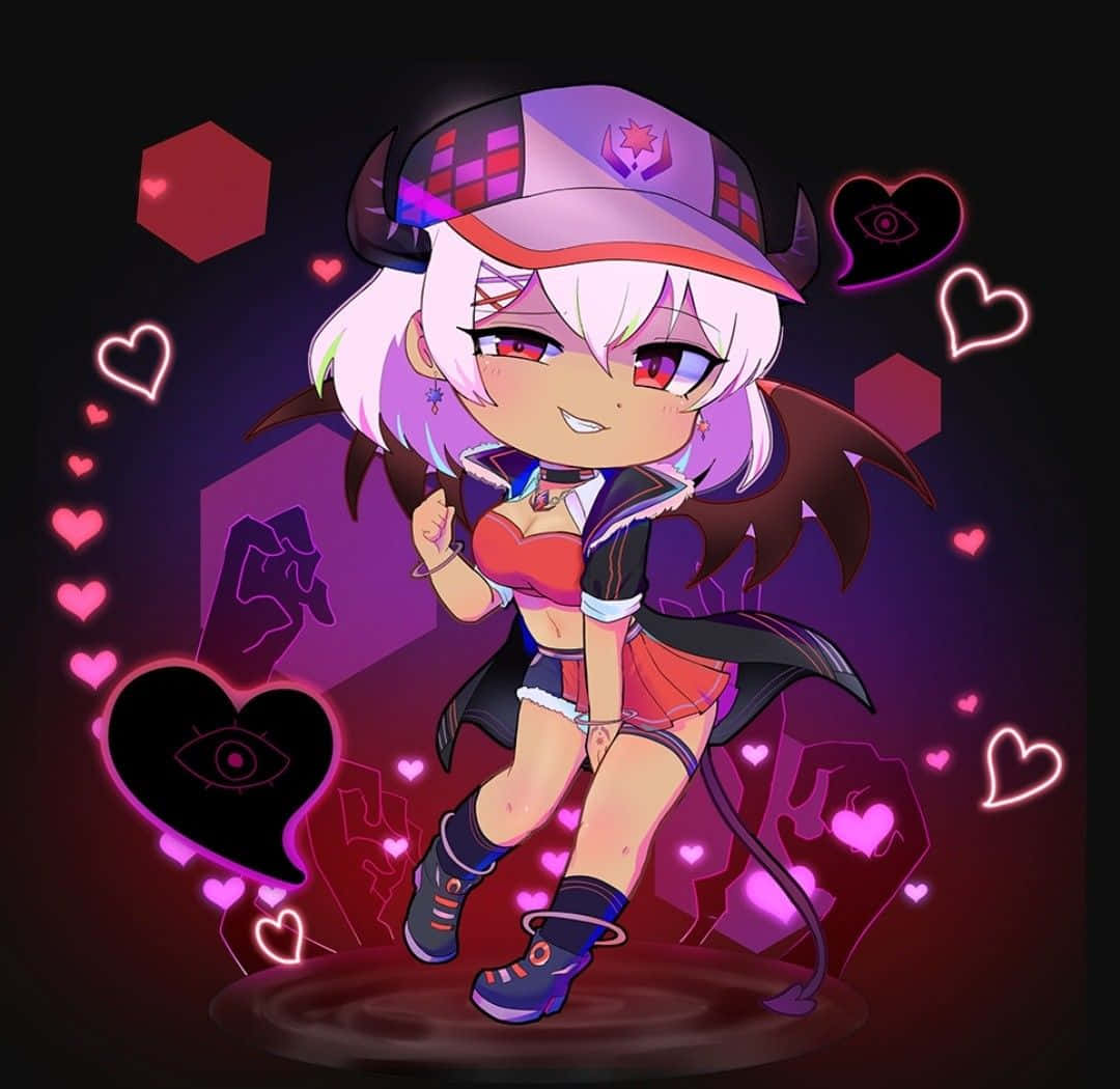 Gacha Club Girl, chibi anime girl, white hair, SD Desktop Wallpaper