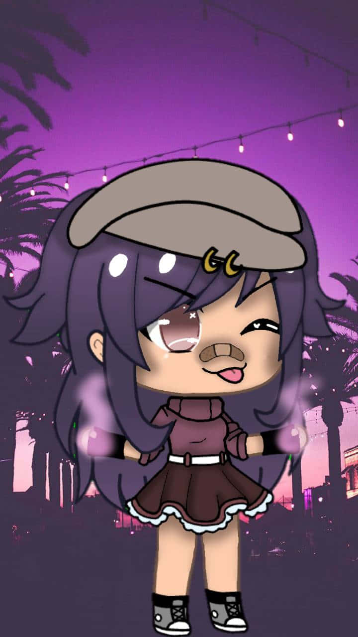 Gacha Club Girl, purple hair, beret, HD Phone Wallpaper