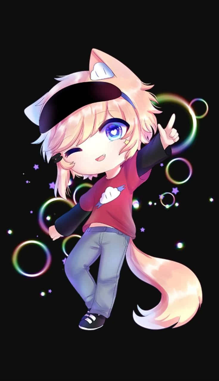 Gacha Club Girl, chibi fox character, blonde hair, HD Phone Wallpaper
