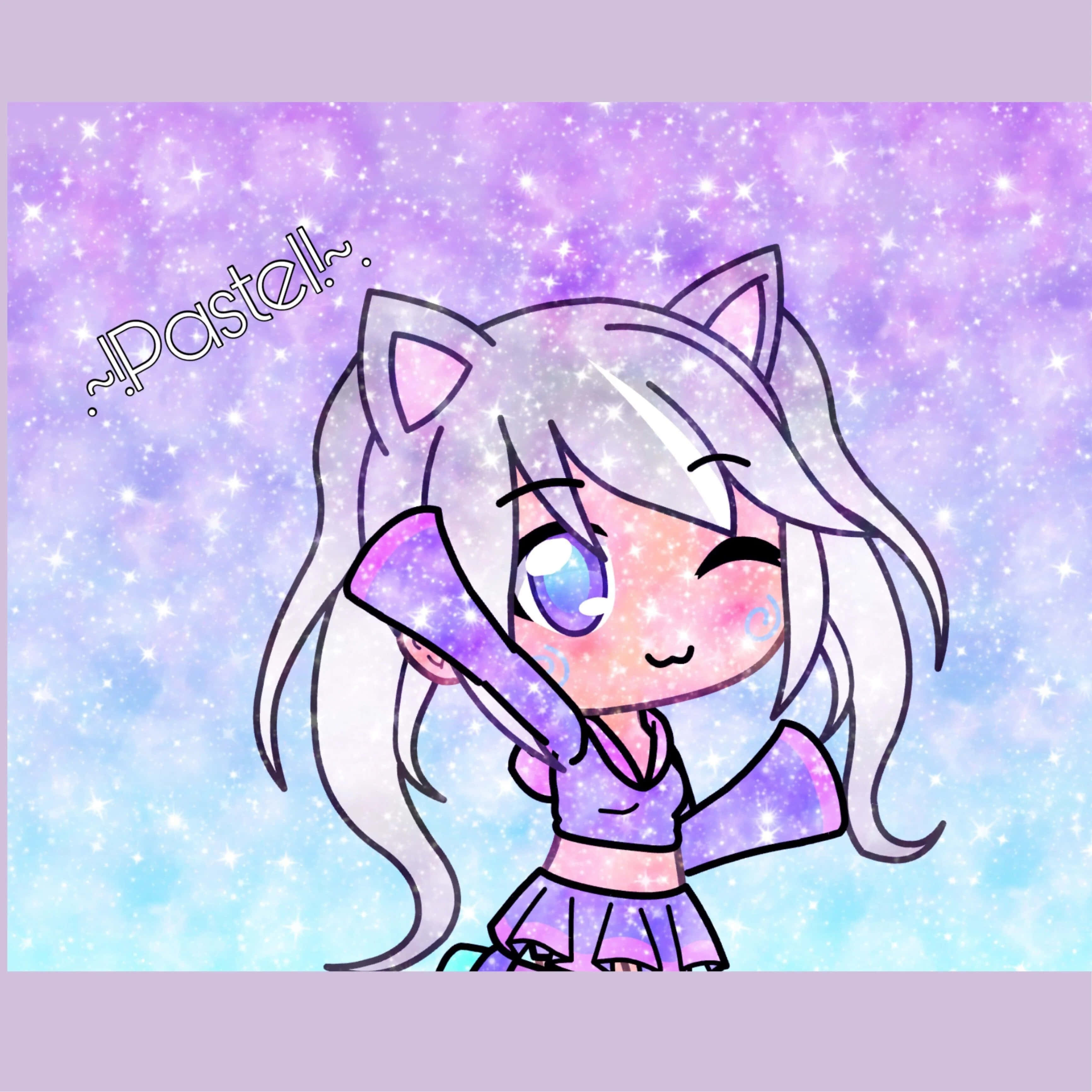 Gacha Club Girl, cat ears, purple dress, 2K Desktop Wallpaper