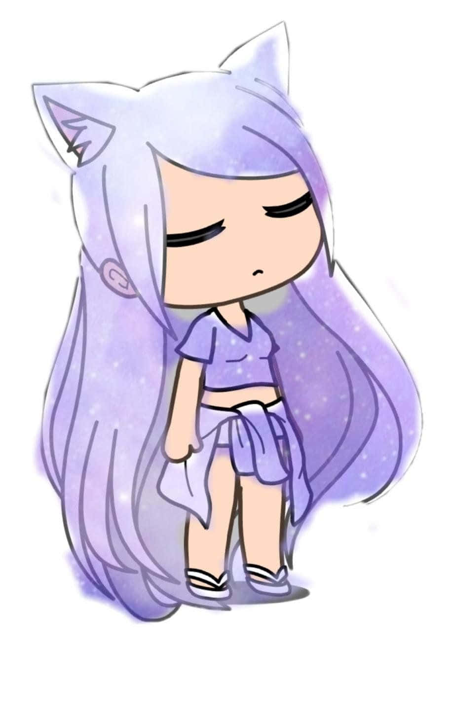 Gacha Girl, lavender hair, cat ears, HD Phone Wallpaper