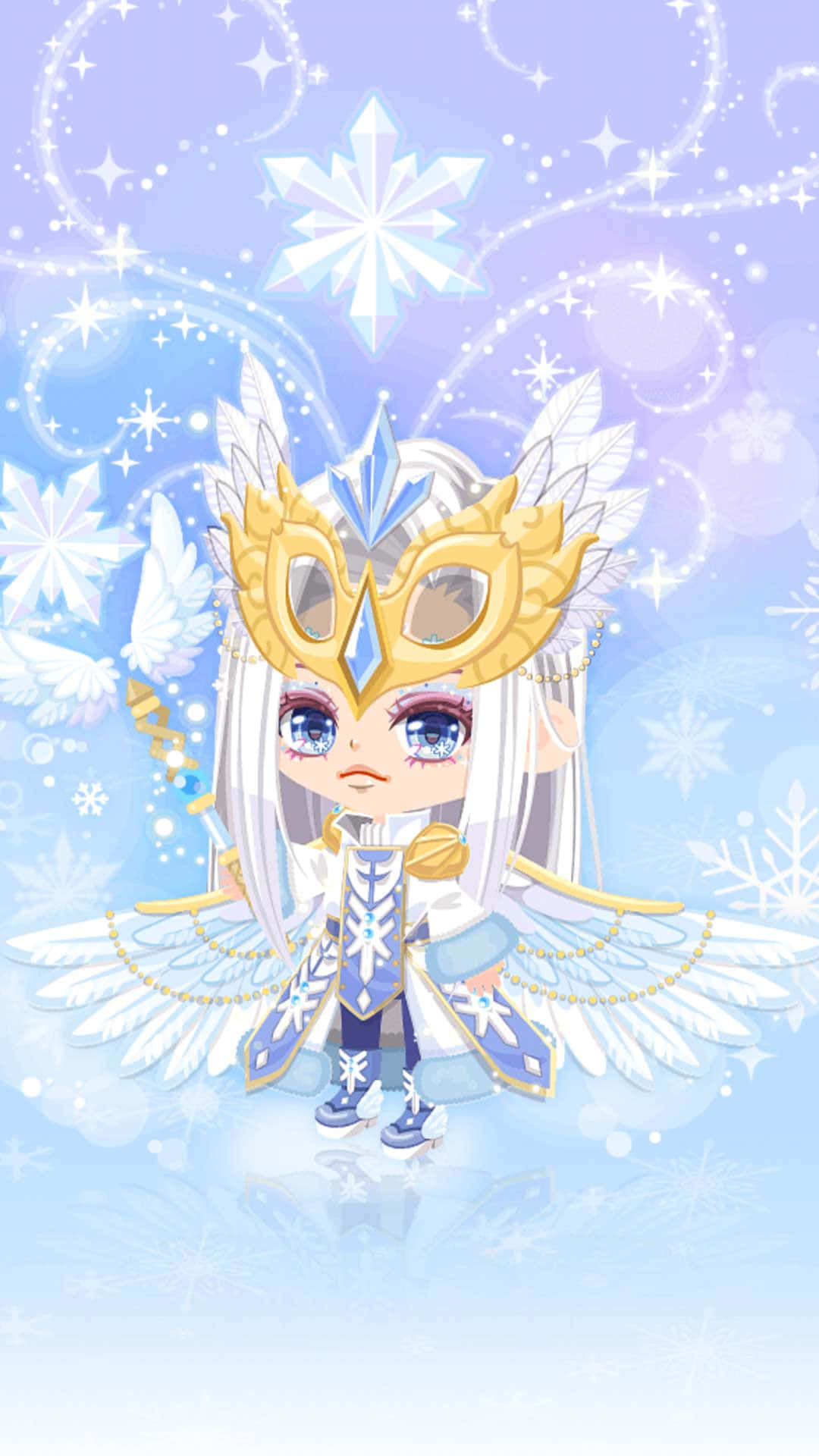 Gacha Girl, chibi-style, snow queen, Full HD Phone Wallpaper