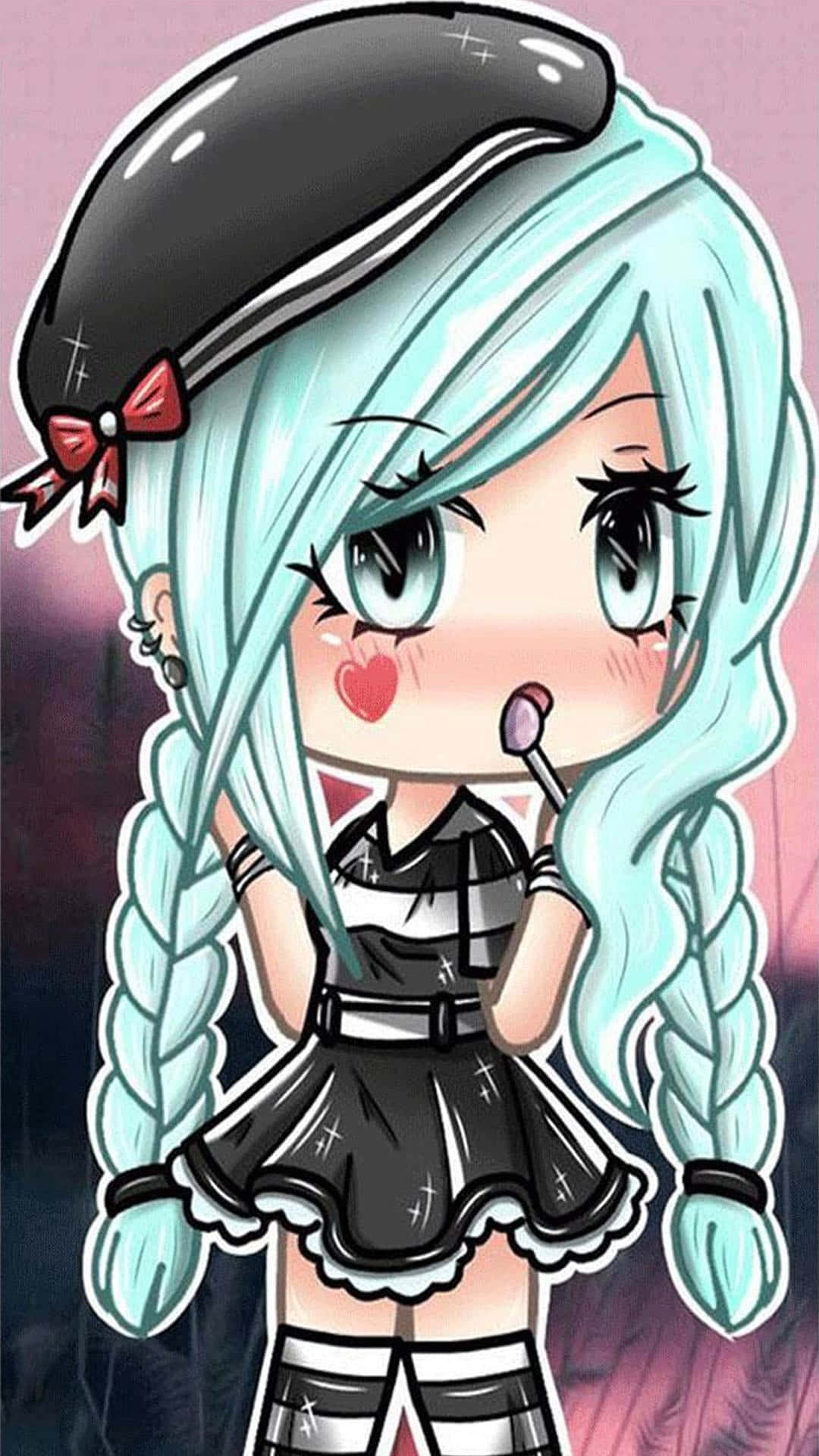 Gacha Girl, pigtails, lollipop, Full HD Phone Wallpaper