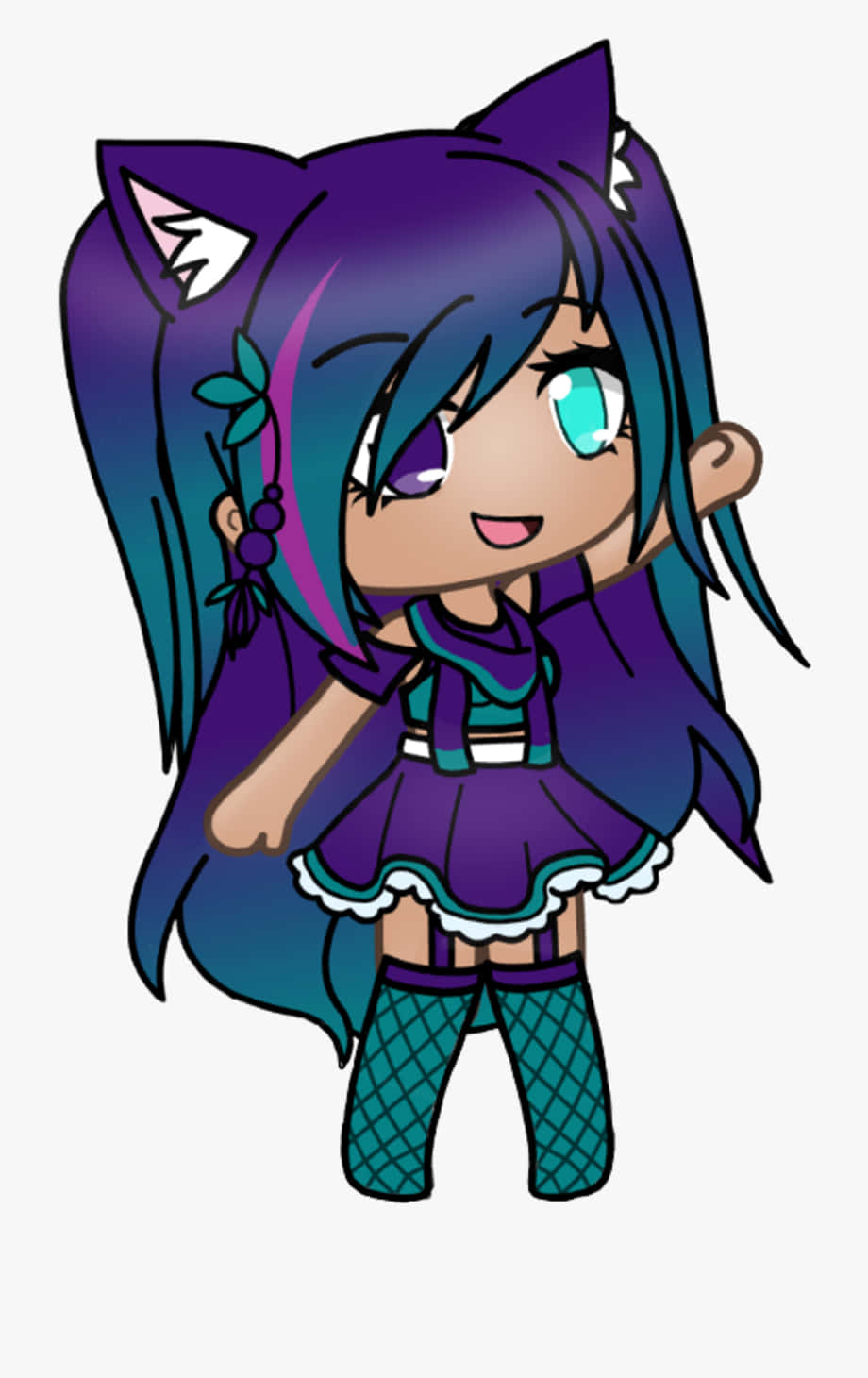 Gacha Girl, purple and green, chibi anime girl, HD Phone Wallpaper