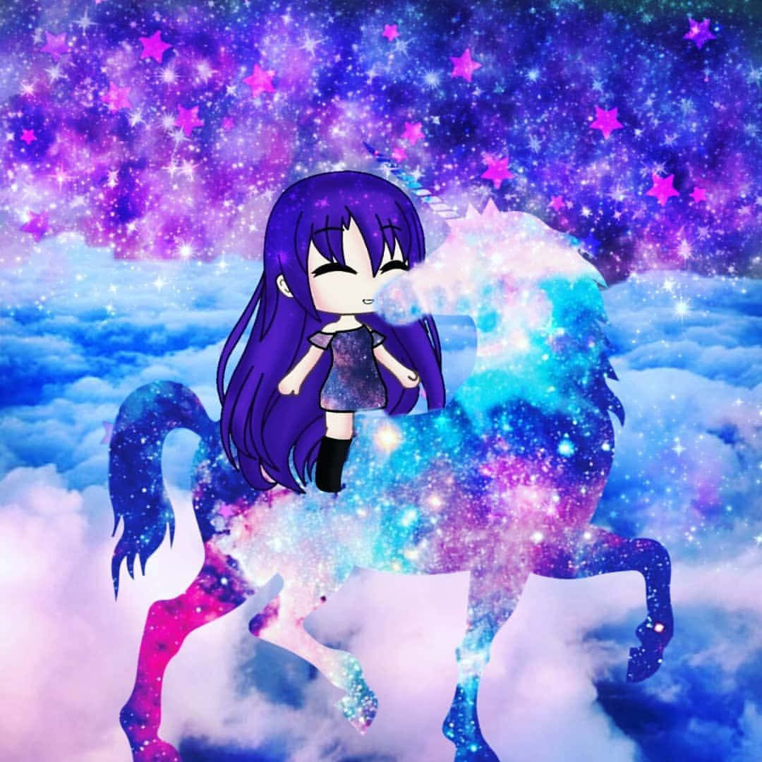 Gacha Girl, purple hair, cosmic unicorn, SD Desktop Wallpaper