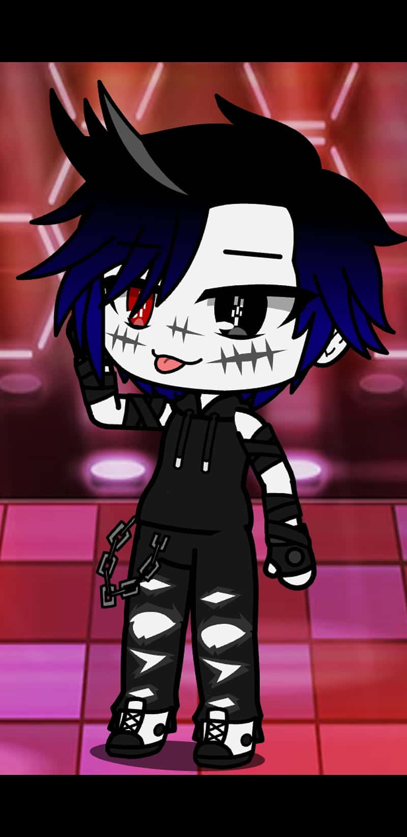 Gacha Life Bad Boy, chibi anime character, black and blue hair, HD Phone Wallpaper