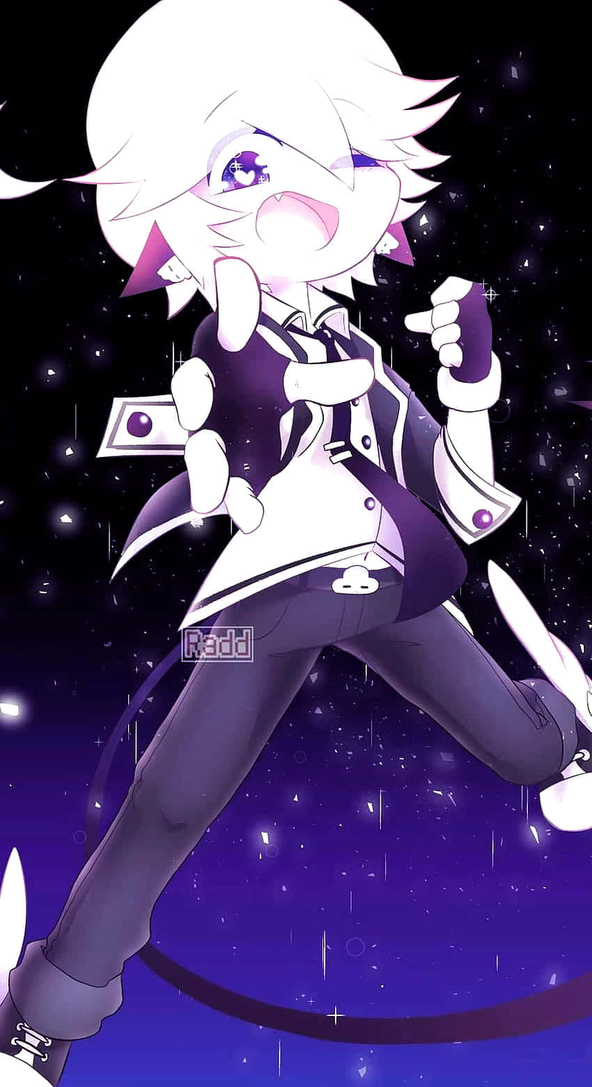 Gacha Life Bad Boy, white hair, purple eyes, HD Phone Wallpaper