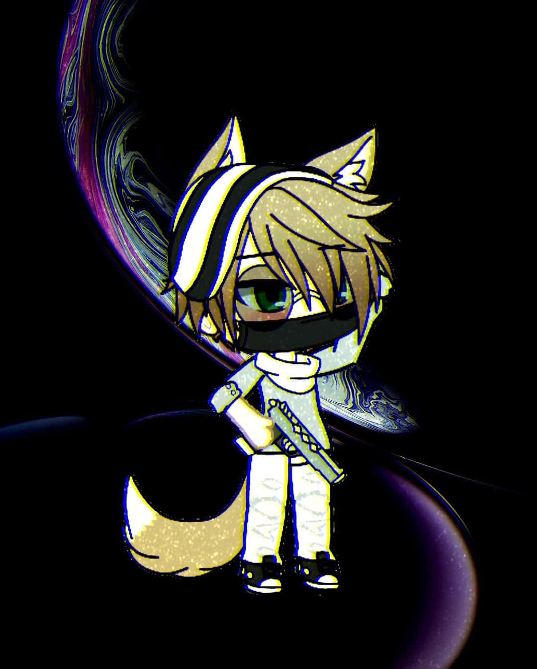 Gacha Life Bad Boy, chibi anime fox character, black mask, HD Phone Wallpaper