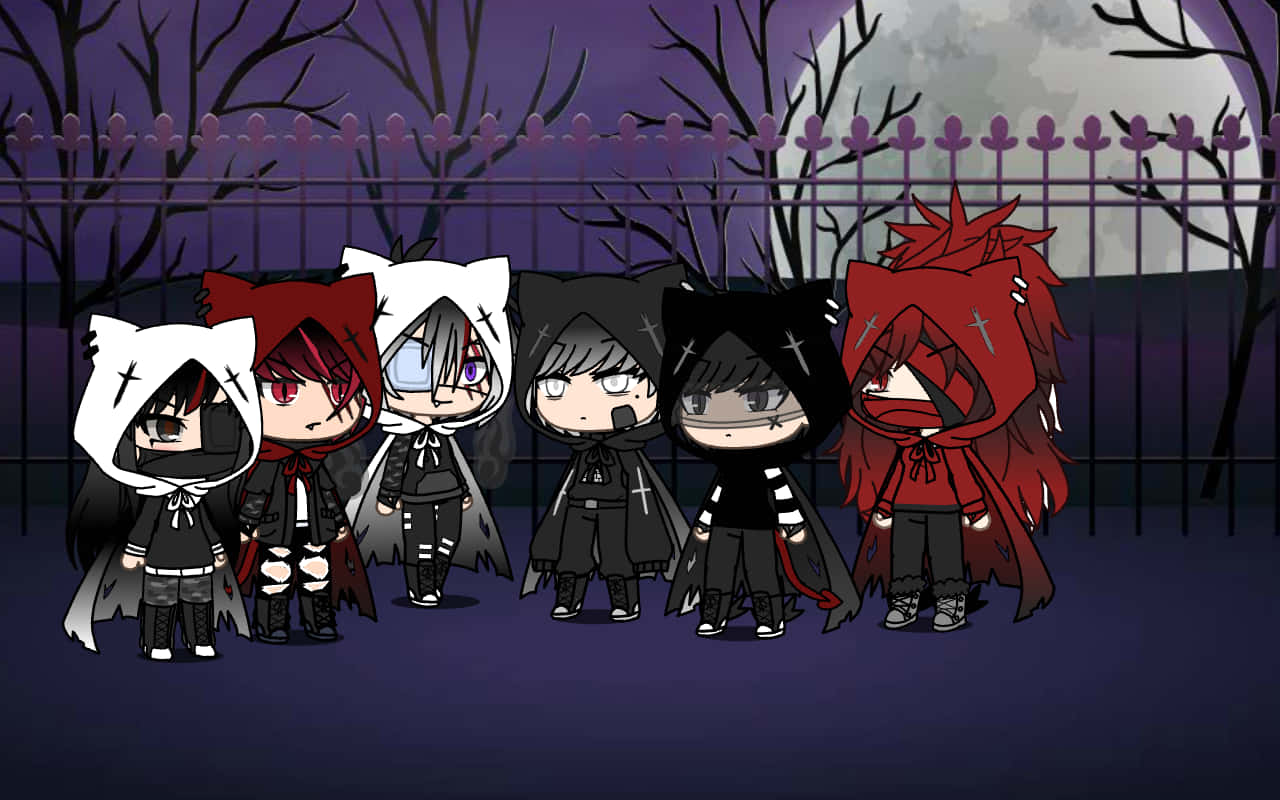 Gacha Life Bad Boy, chibi anime characters, dark hooded outfits, HD Desktop Wallpaper