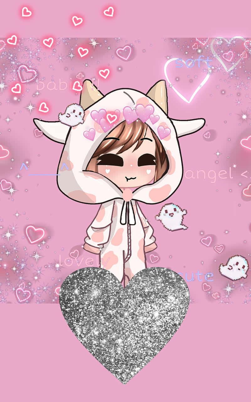 Gacha Life Bad Boy, cow hoodie, pink background, HD Phone Wallpaper