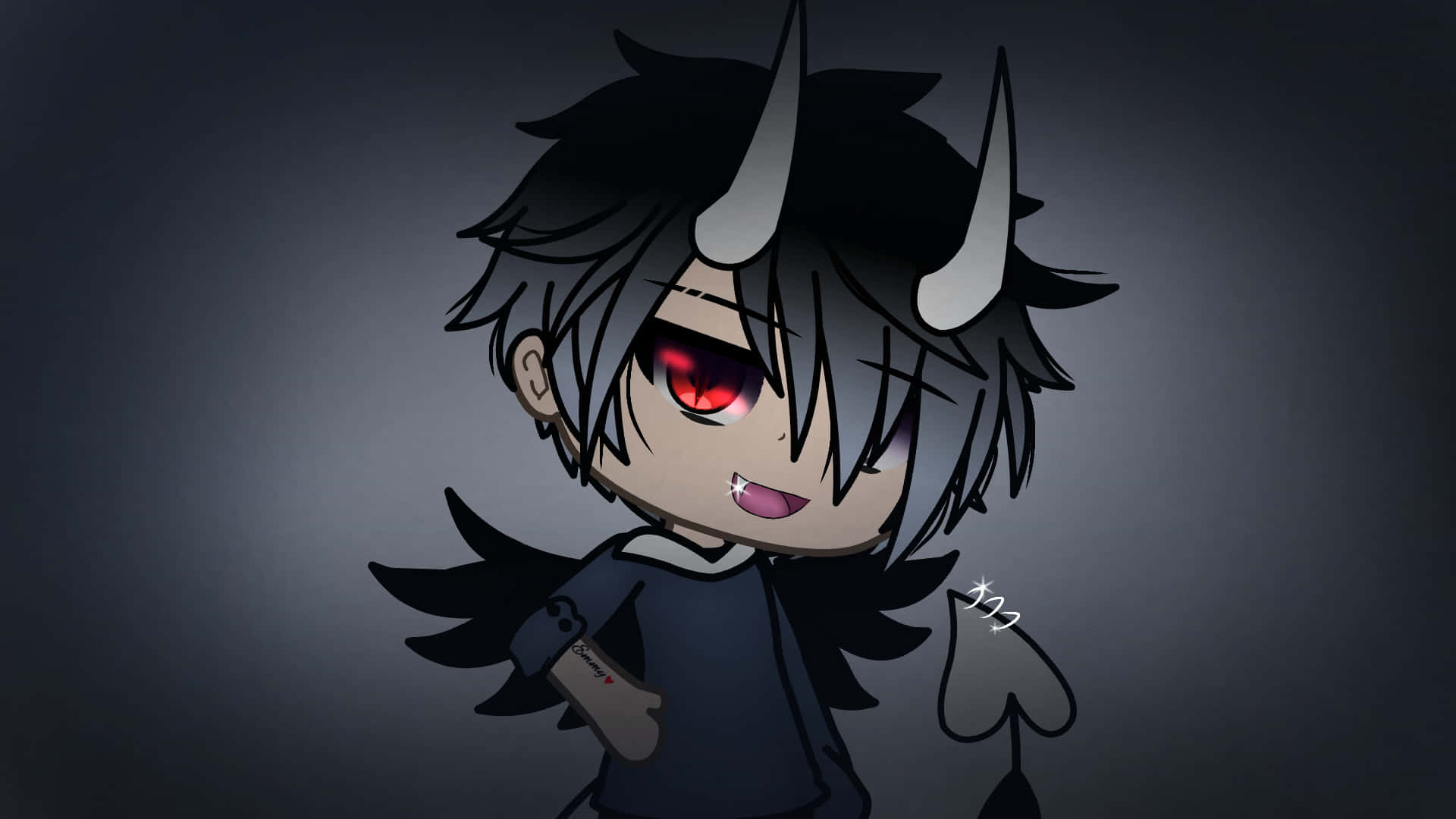 Gacha Life Bad Boy, chibi anime character, black horns, Full HD Desktop Wallpaper
