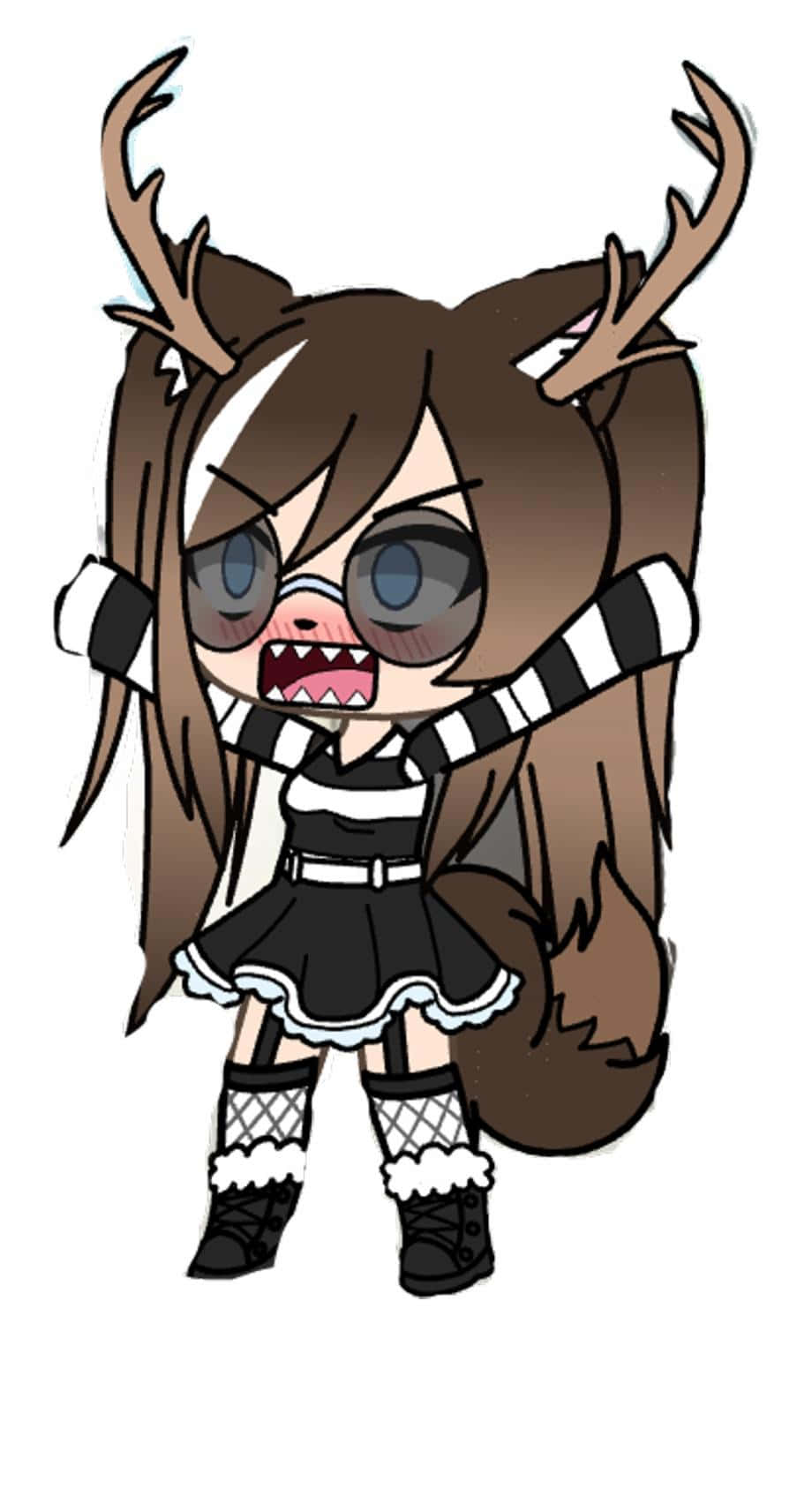 Gacha Life Bad Boy, chibi-style anime girl, deer antlers, HD Phone Wallpaper