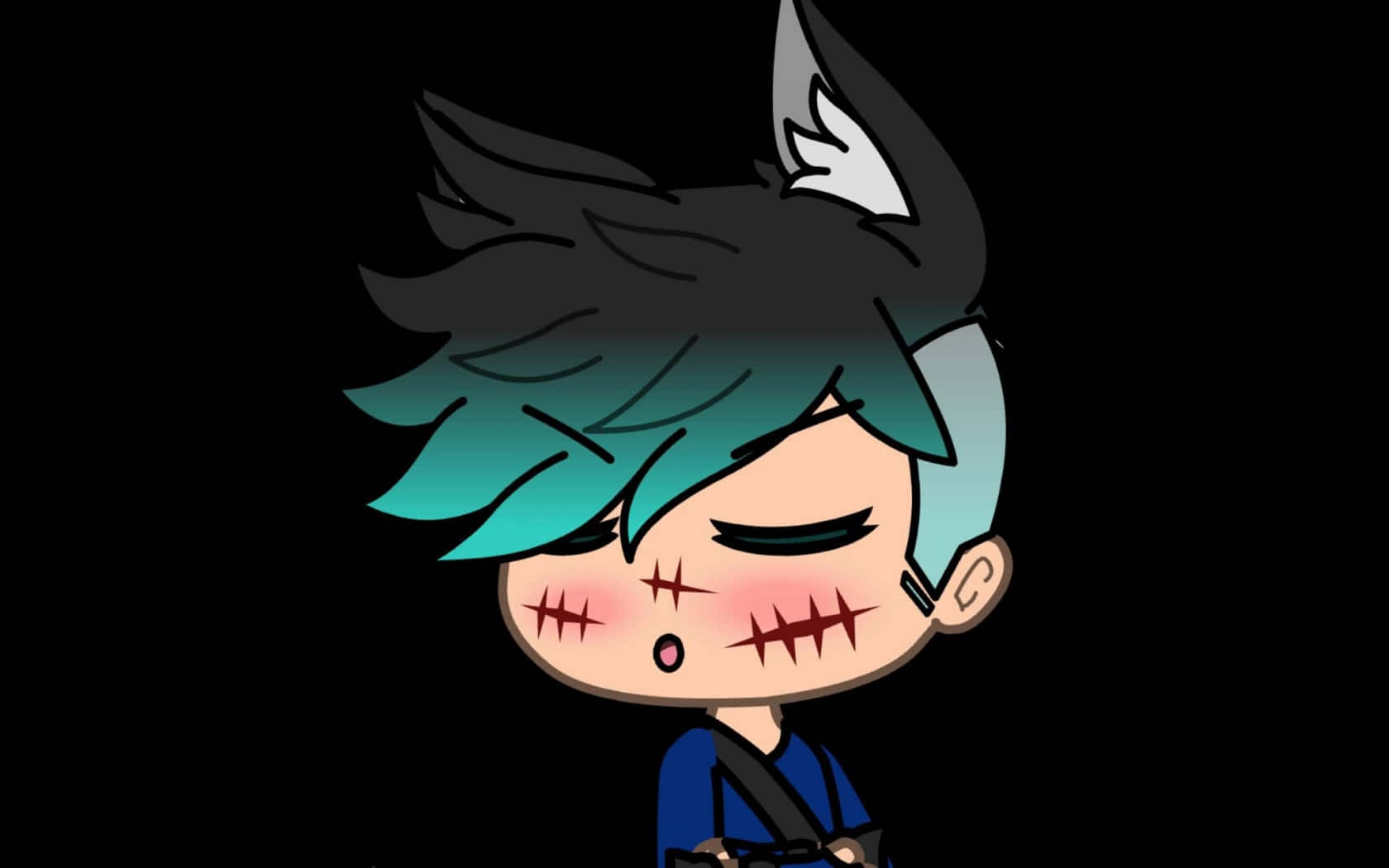 Gacha Life, teal, black, HD Desktop Wallpaper