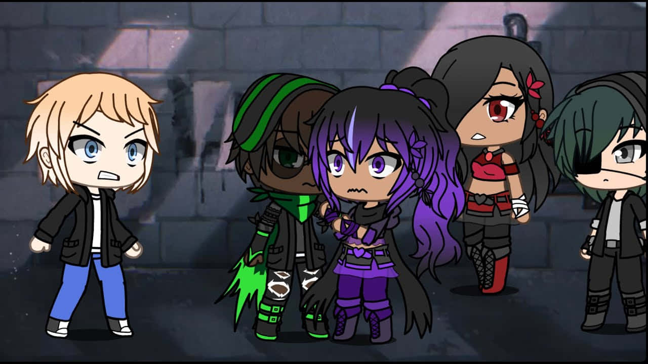 Gacha Life, chibi anime characters, dimly lit stone corridor, HD Desktop Wallpaper