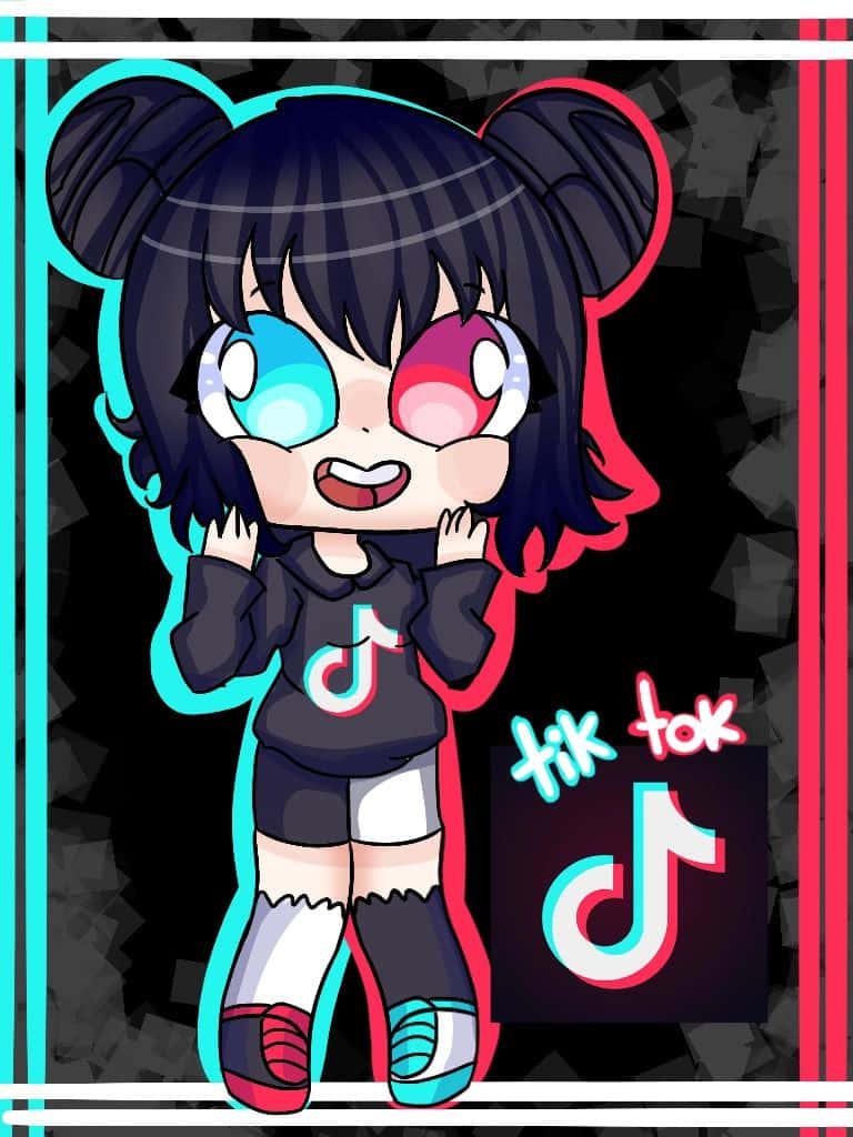 Gacha Life, chibi anime girl, mismatched glowing eyes, SD Phone Wallpaper